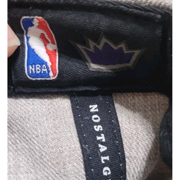 Sacramento KINGS Gray Purple Hat Snapback Mitchell & Ness NBA Cap Big Script - Picture 6 of 7